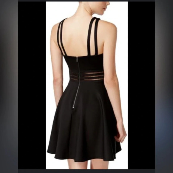 City Studio dress - black scuba fit and flare sheer panel NWT - Picture 2 of 10